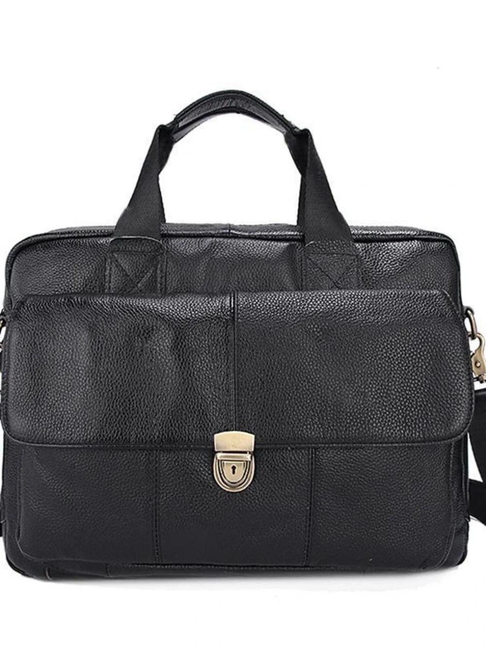 Men's Black Leather Briefcase Bag - Classic Professional Carry